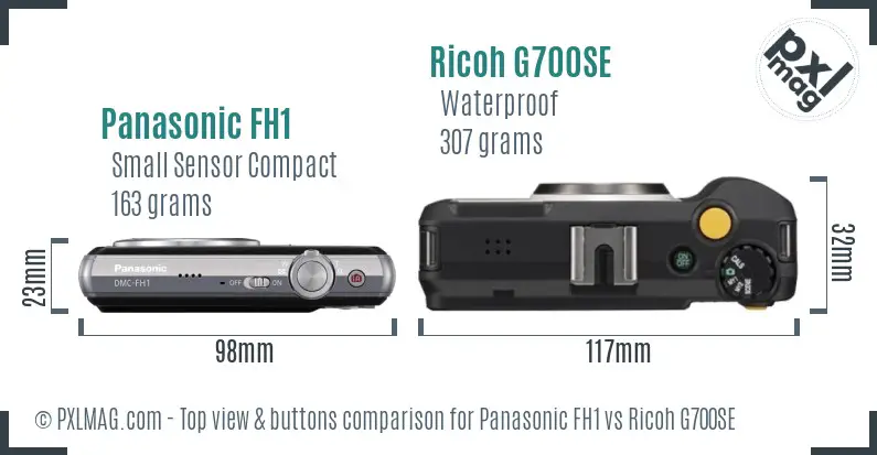 Panasonic FH1 vs Ricoh G700SE top view buttons comparison