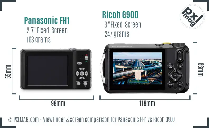 Panasonic FH1 vs Ricoh G900 Screen and Viewfinder comparison