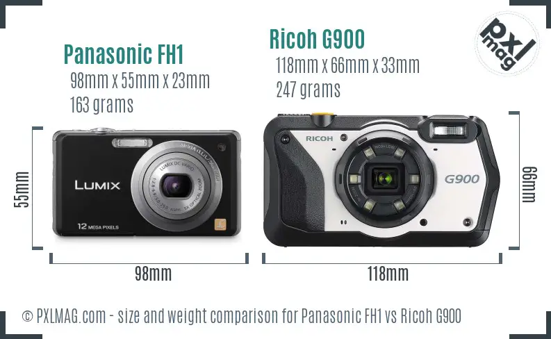 Panasonic FH1 vs Ricoh G900 size comparison