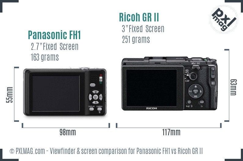 Panasonic FH1 vs Ricoh GR II Screen and Viewfinder comparison