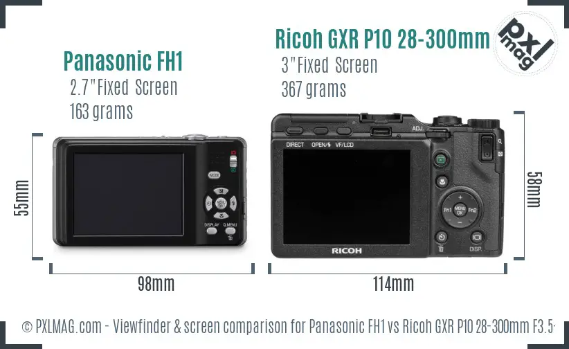 Panasonic FH1 vs Ricoh GXR P10 28-300mm F3.5-5.6 VC Screen and Viewfinder comparison Panasonic FH1 vs Ricoh GXR P10 28-300mm F3.5-5.6 VC Screen and Viewfinder comparison