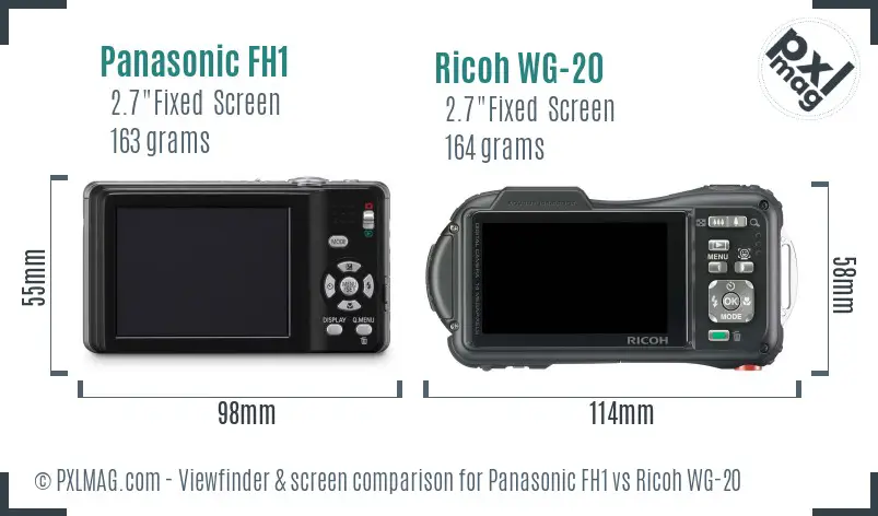 Panasonic FH1 vs Ricoh WG-20 Screen and Viewfinder comparison