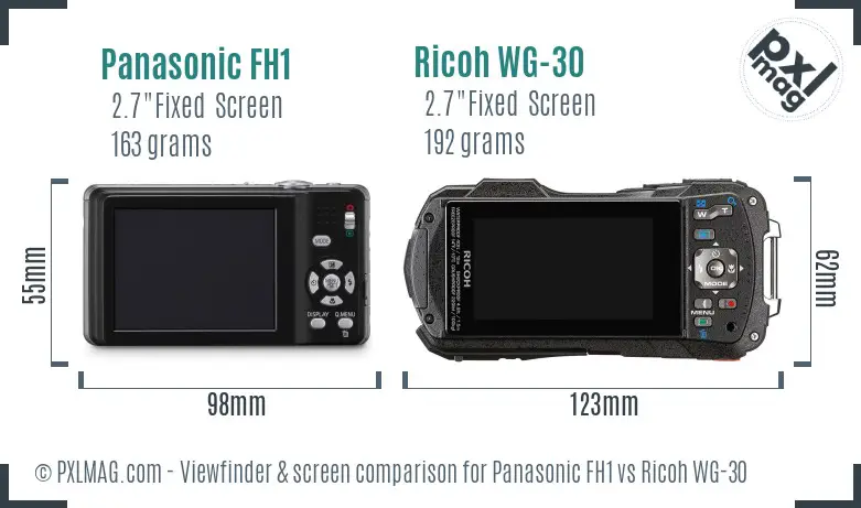 Panasonic FH1 vs Ricoh WG-30 Screen and Viewfinder comparison