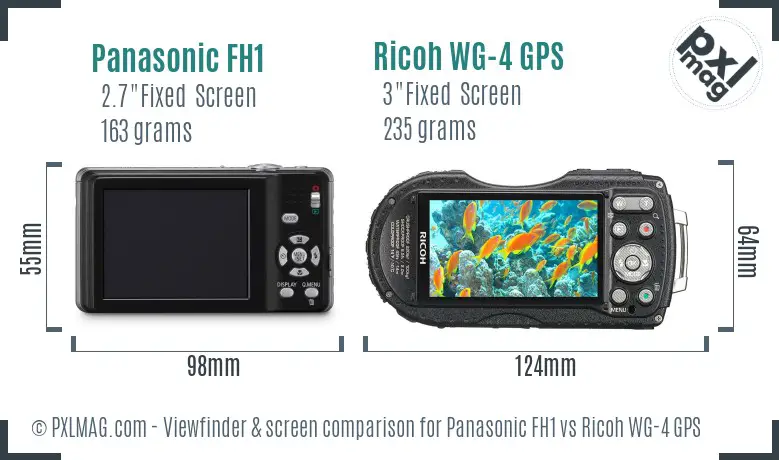 Panasonic FH1 vs Ricoh WG-4 GPS Screen and Viewfinder comparison