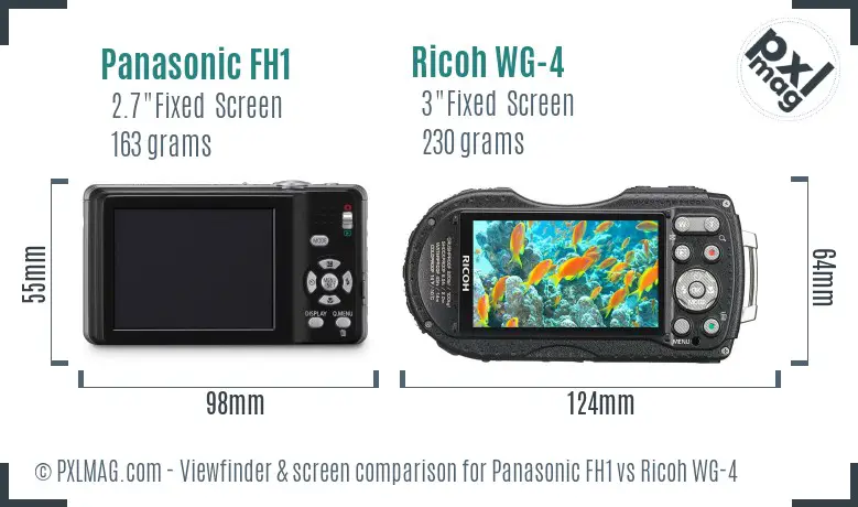 Panasonic FH1 vs Ricoh WG-4 Screen and Viewfinder comparison