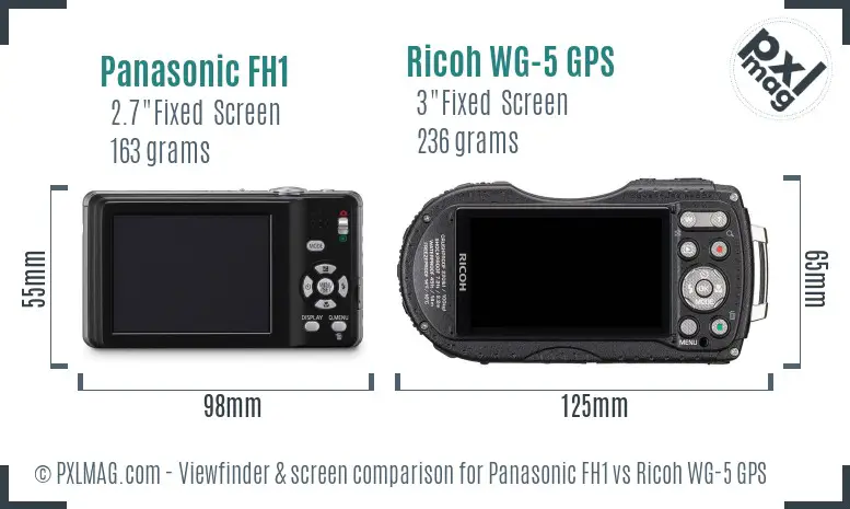 Panasonic FH1 vs Ricoh WG-5 GPS Screen and Viewfinder comparison