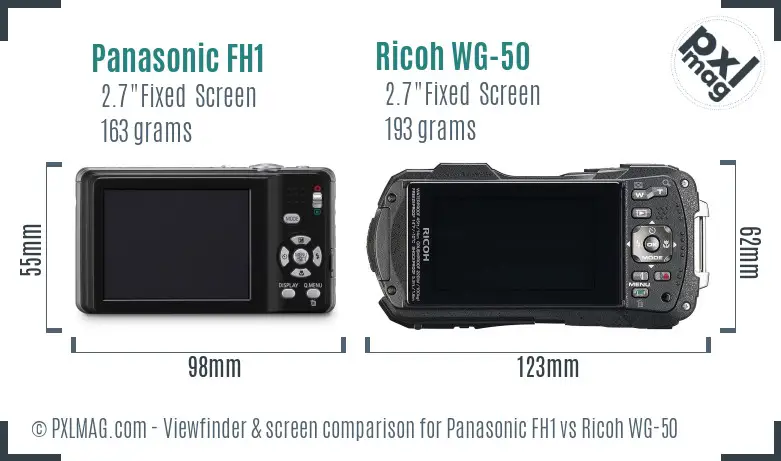 Panasonic FH1 vs Ricoh WG-50 Screen and Viewfinder comparison