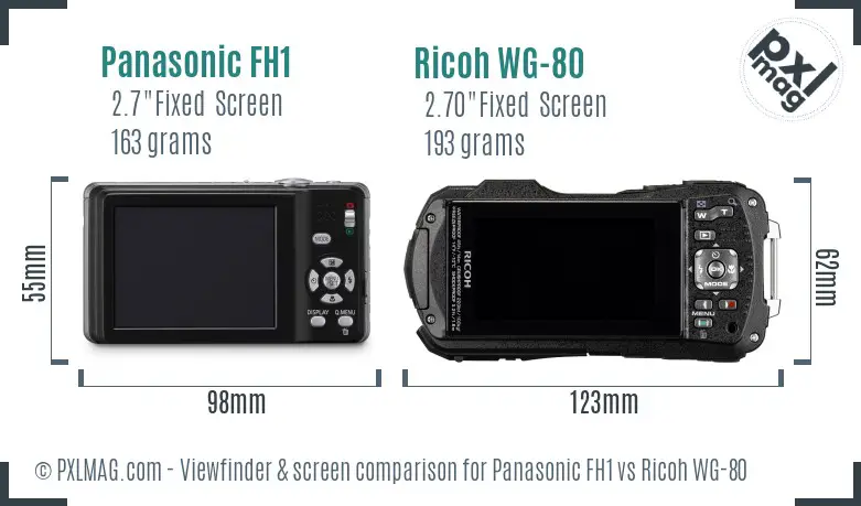 Panasonic FH1 vs Ricoh WG-80 Screen and Viewfinder comparison Panasonic FH1 vs Ricoh WG-80 Screen and Viewfinder comparison