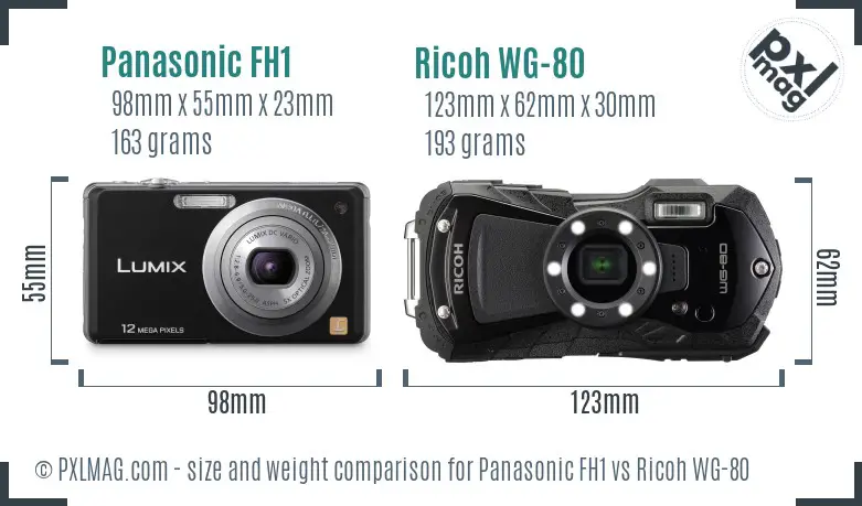Panasonic FH1 vs Ricoh WG-80 size comparison Panasonic FH1 vs Ricoh WG-80 size comparison
