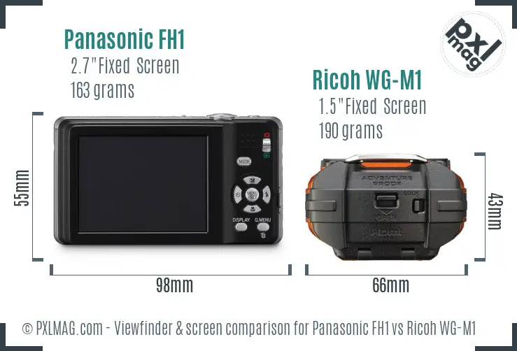 Panasonic FH1 vs Ricoh WG-M1 Screen and Viewfinder comparison