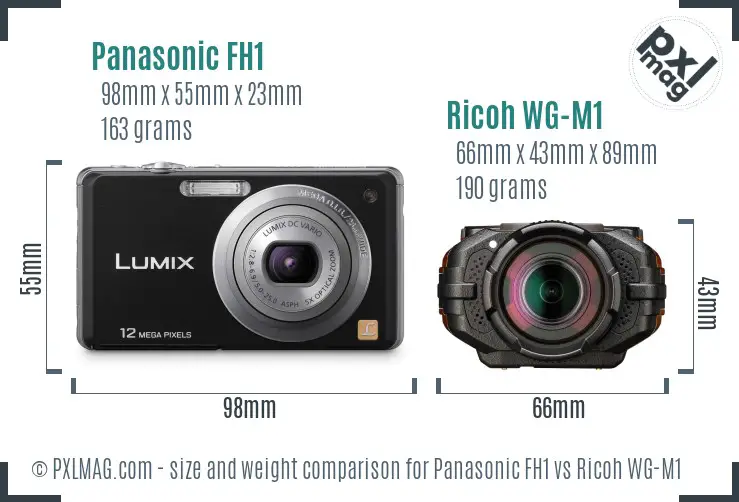 Panasonic FH1 vs Ricoh WG-M1 size comparison