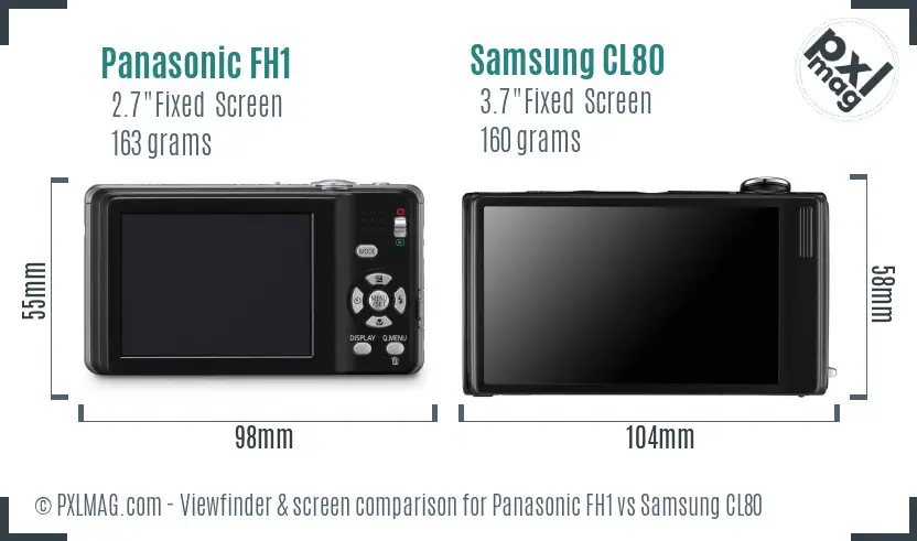 Panasonic FH1 vs Samsung CL80 Screen and Viewfinder comparison