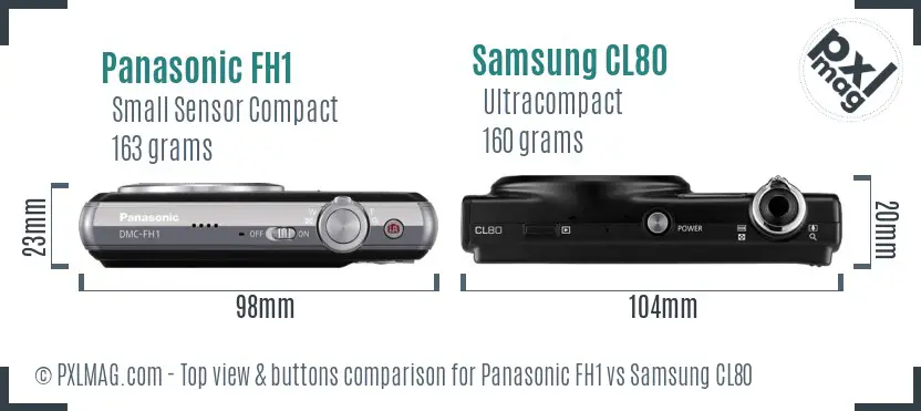 Panasonic FH1 vs Samsung CL80 top view buttons comparison