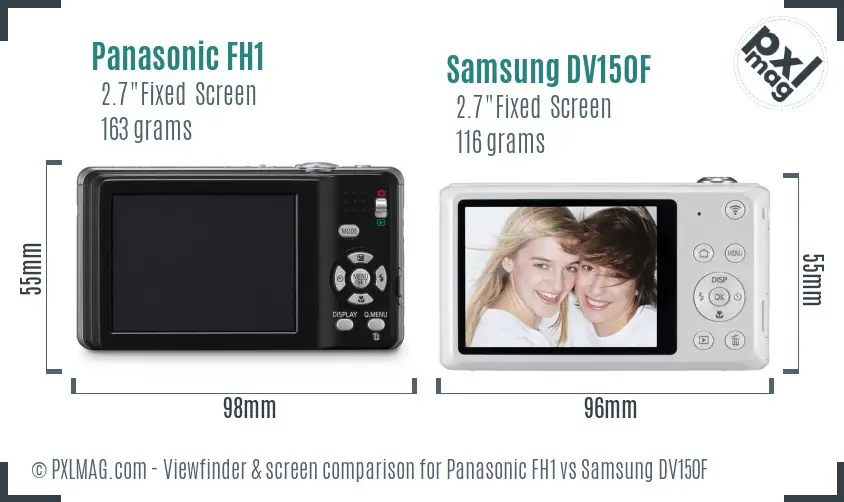 Panasonic FH1 vs Samsung DV150F Screen and Viewfinder comparison