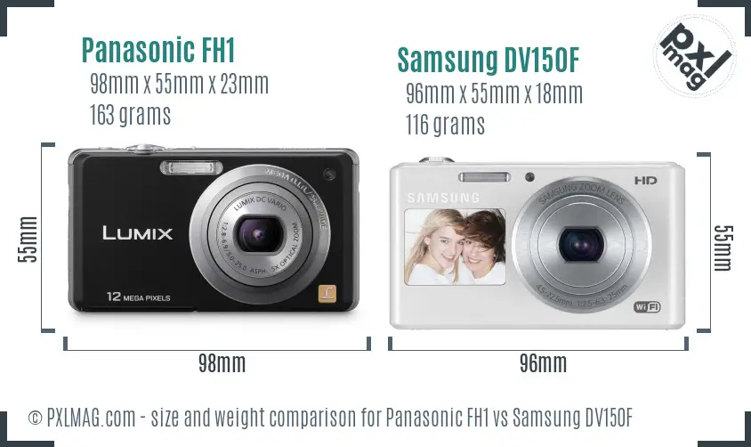 Panasonic FH1 vs Samsung DV150F size comparison