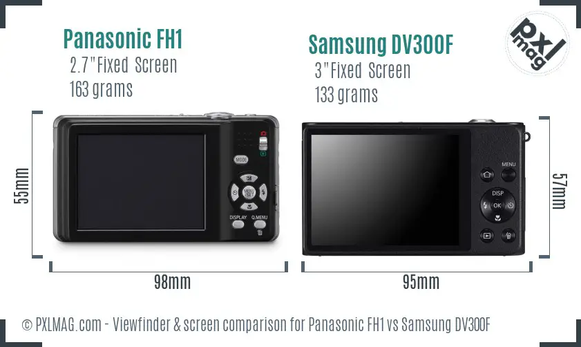 Panasonic FH1 vs Samsung DV300F Screen and Viewfinder comparison