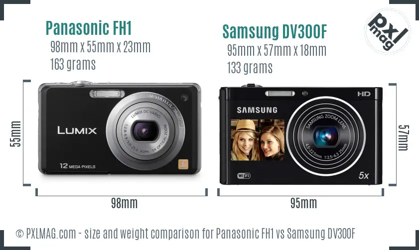 Panasonic FH1 vs Samsung DV300F size comparison