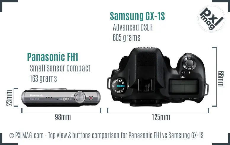 Panasonic FH1 vs Samsung GX-1S top view buttons comparison