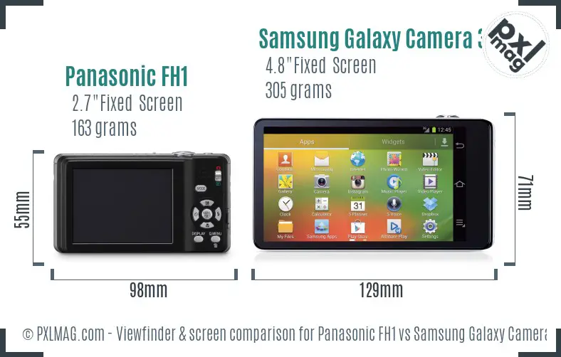 Panasonic FH1 vs Samsung Galaxy Camera 3G Screen and Viewfinder comparison