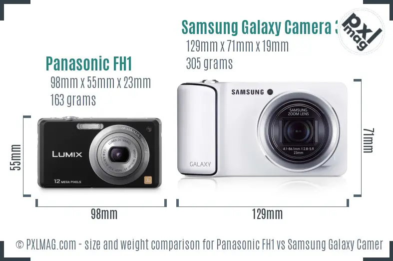 Panasonic FH1 vs Samsung Galaxy Camera 3G size comparison