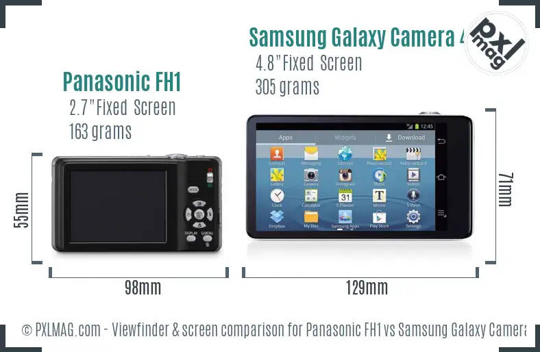 Panasonic FH1 vs Samsung Galaxy Camera 4G Screen and Viewfinder comparison