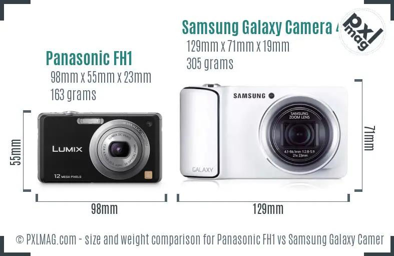 Panasonic FH1 vs Samsung Galaxy Camera 4G size comparison
