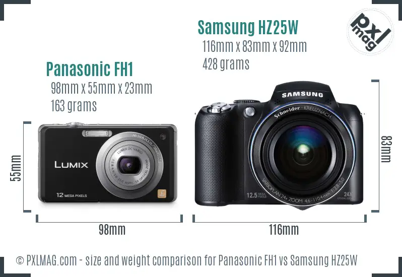 Panasonic FH1 vs Samsung HZ25W size comparison Panasonic FH1 vs Samsung HZ25W size comparison