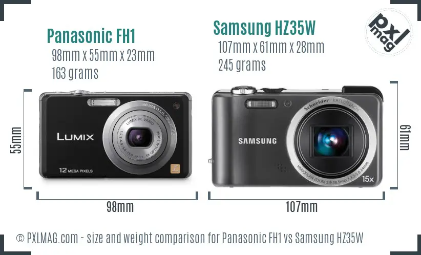 Panasonic FH1 vs Samsung HZ35W size comparison