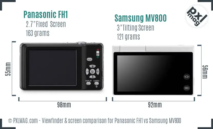 Panasonic FH1 vs Samsung MV800 Screen and Viewfinder comparison