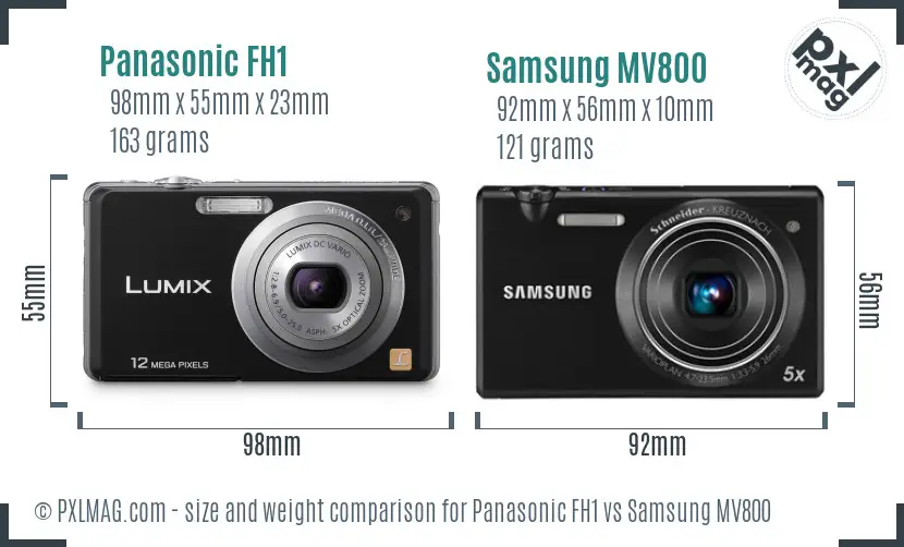 Panasonic FH1 vs Samsung MV800 size comparison