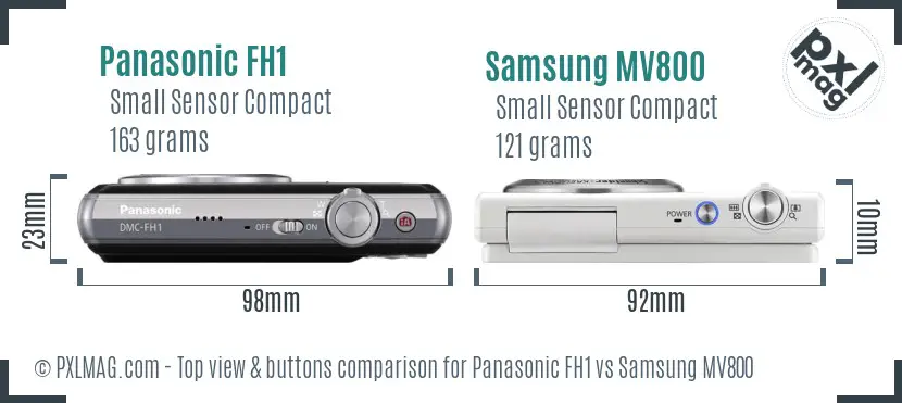 Panasonic FH1 vs Samsung MV800 top view buttons comparison