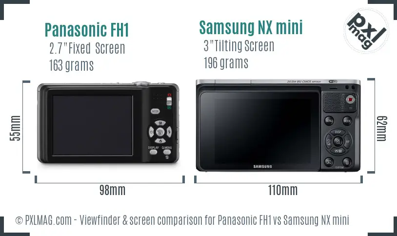 Panasonic FH1 vs Samsung NX mini Screen and Viewfinder comparison