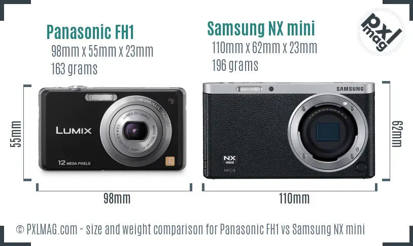 Panasonic FH1 vs Samsung NX mini size comparison