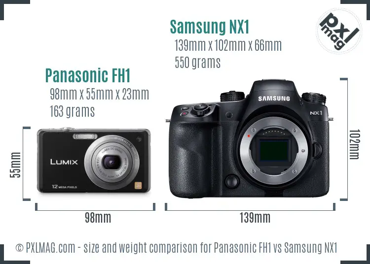 Panasonic FH1 vs Samsung NX1 size comparison