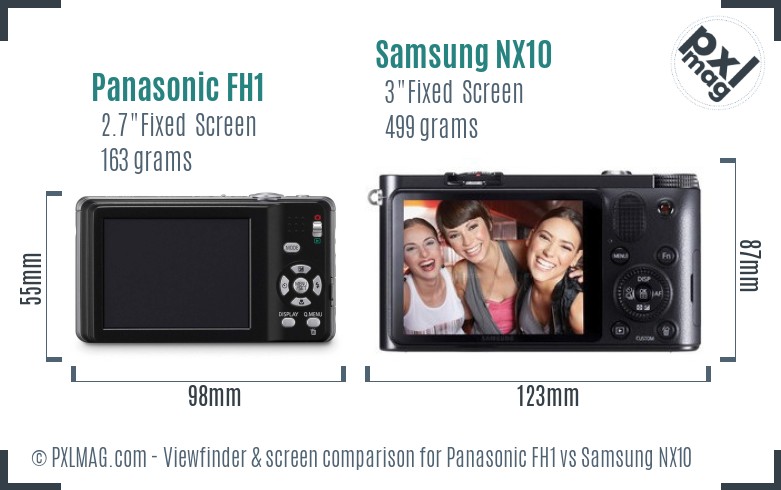 Panasonic FH1 vs Samsung NX10 Screen and Viewfinder comparison