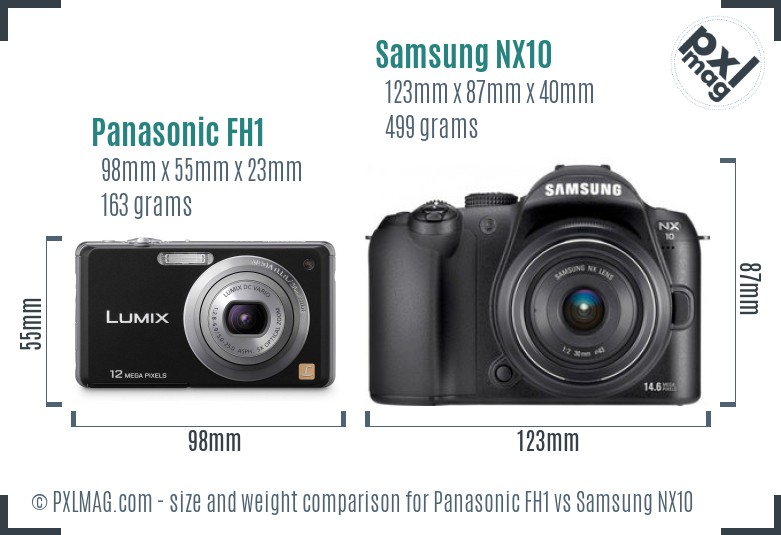 Panasonic FH1 vs Samsung NX10 size comparison