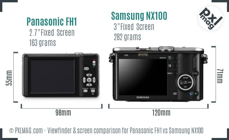 Panasonic FH1 vs Samsung NX100 Screen and Viewfinder comparison Panasonic FH1 vs Samsung NX100 Screen and Viewfinder comparison