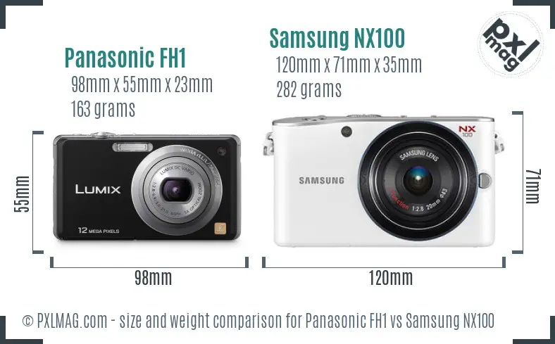 Panasonic FH1 vs Samsung NX100 size comparison Panasonic FH1 vs Samsung NX100 size comparison