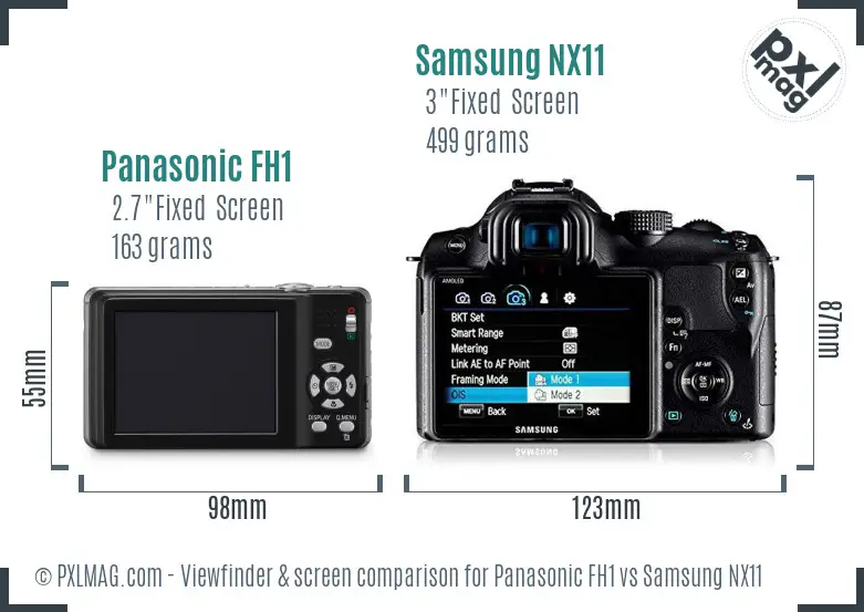 Panasonic FH1 vs Samsung NX11 Screen and Viewfinder comparison