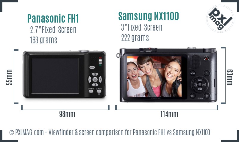 Panasonic FH1 vs Samsung NX1100 Screen and Viewfinder comparison