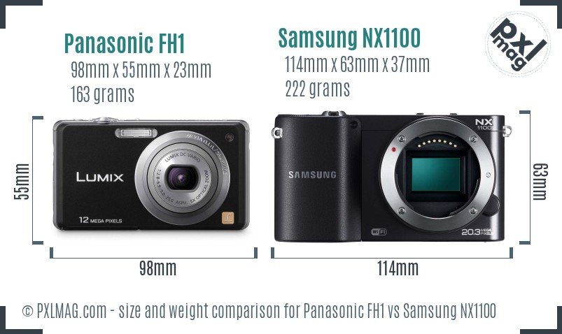 Panasonic FH1 vs Samsung NX1100 size comparison Panasonic FH1 vs Samsung NX1100 size comparison