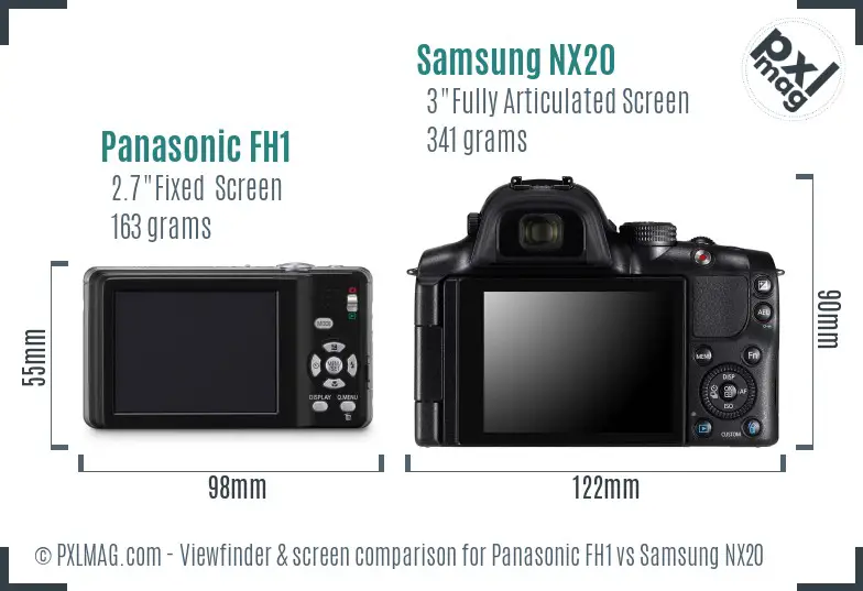 Panasonic FH1 vs Samsung NX20 Screen and Viewfinder comparison