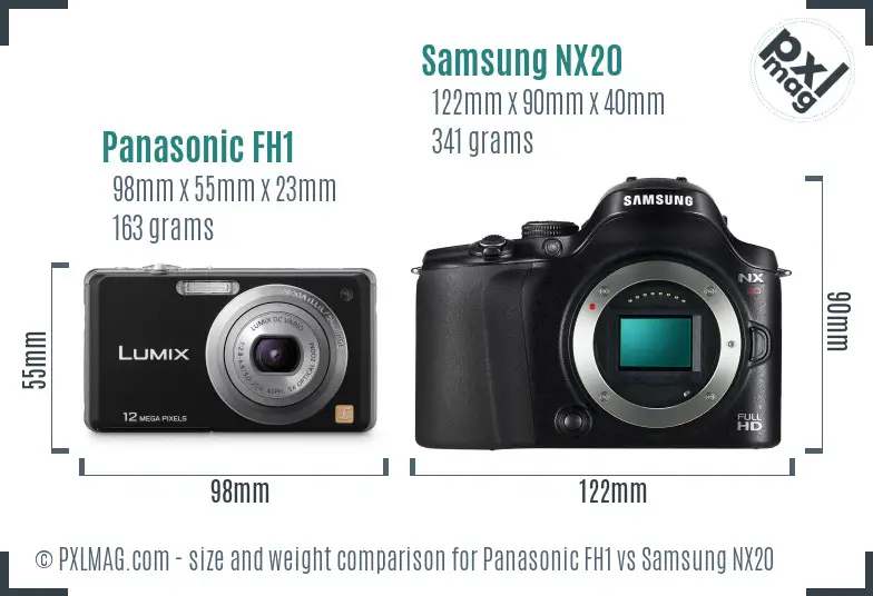 Panasonic FH1 vs Samsung NX20 size comparison