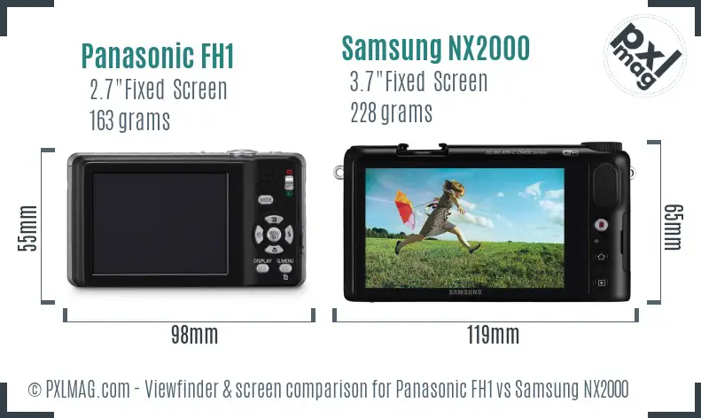 Panasonic FH1 vs Samsung NX2000 Screen and Viewfinder comparison Panasonic FH1 vs Samsung NX2000 Screen and Viewfinder comparison