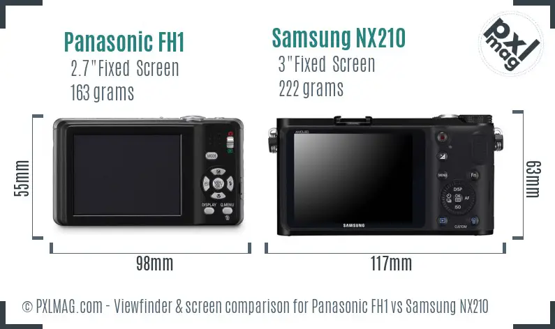 Panasonic FH1 vs Samsung NX210 Screen and Viewfinder comparison Panasonic FH1 vs Samsung NX210 Screen and Viewfinder comparison