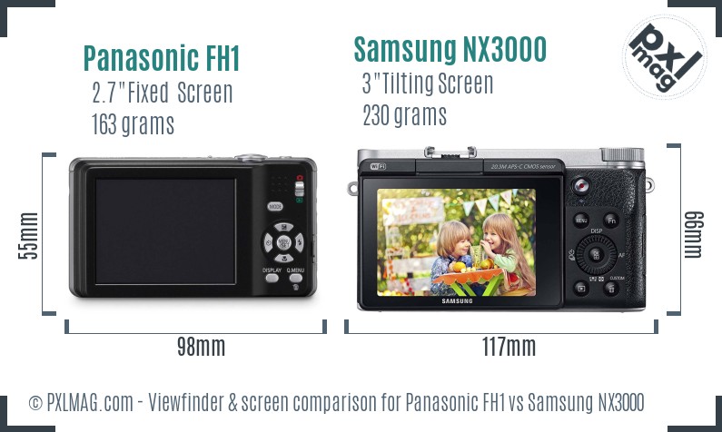 Panasonic FH1 vs Samsung NX3000 Screen and Viewfinder comparison