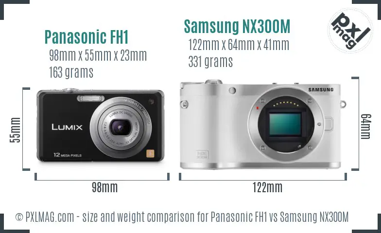 Panasonic FH1 vs Samsung NX300M size comparison