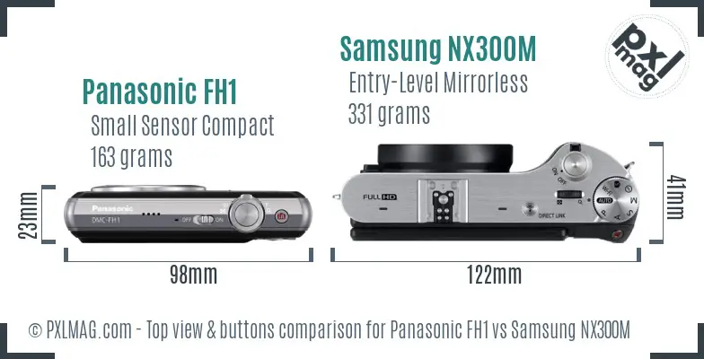 Panasonic FH1 vs Samsung NX300M top view buttons comparison