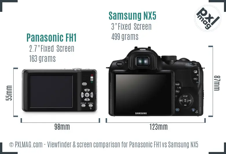 Panasonic FH1 vs Samsung NX5 Screen and Viewfinder comparison