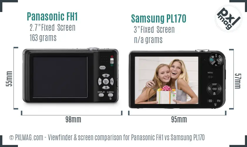 Panasonic FH1 vs Samsung PL170 Screen and Viewfinder comparison